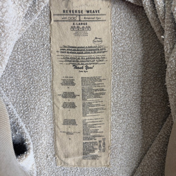 REVERSE WEAVE Crew Sweatshirt Beige XL Long sleeve Cicio Eco Botanical Dyes - Picture 7 of 7